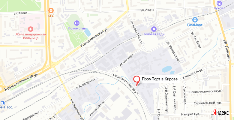 Расположение офиса на карте в Кирове